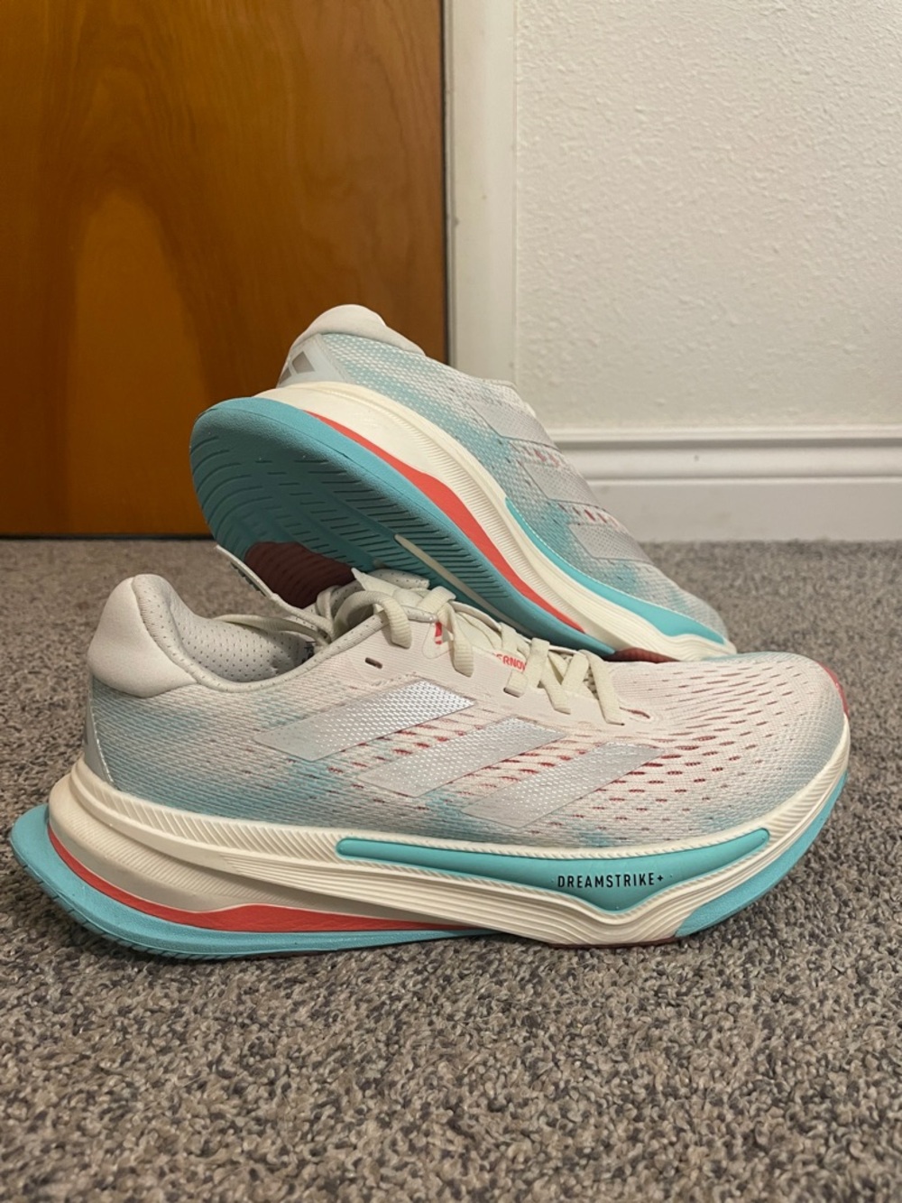 ADIDAS Supernova Prima Women’s Running Shoes — White, Aqua & Coral